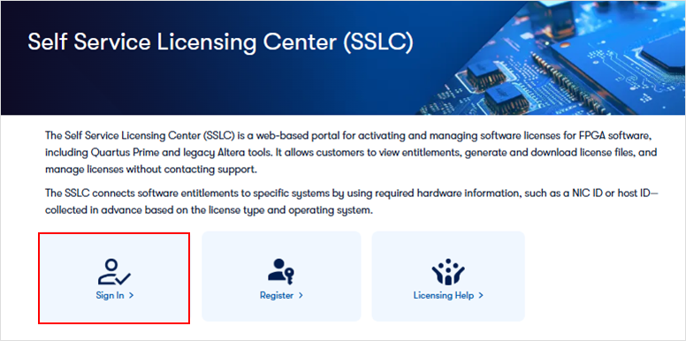 图1 登录 Self Service Licensing Center
