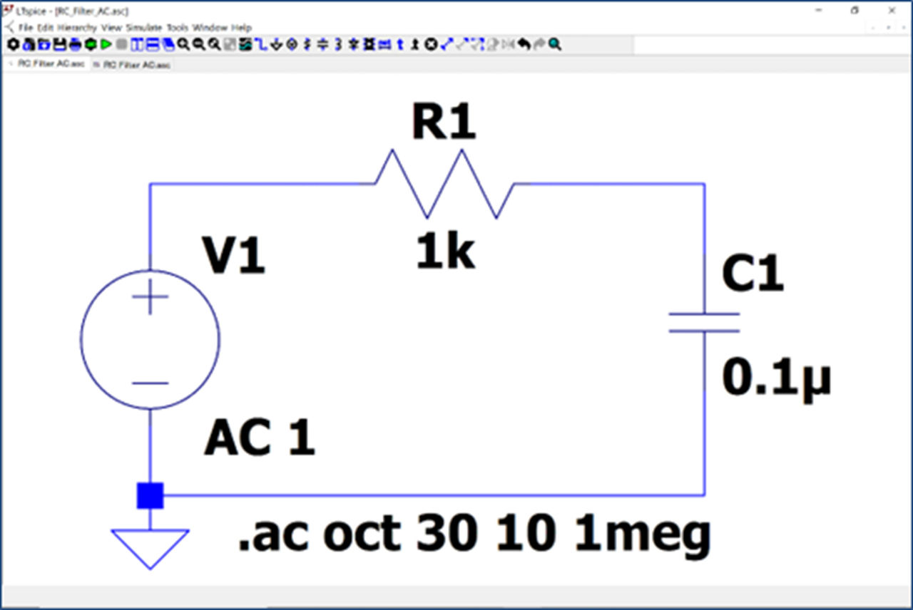 图3 电路图和 ac 命令