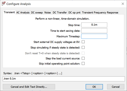图2 瞬态分析设置