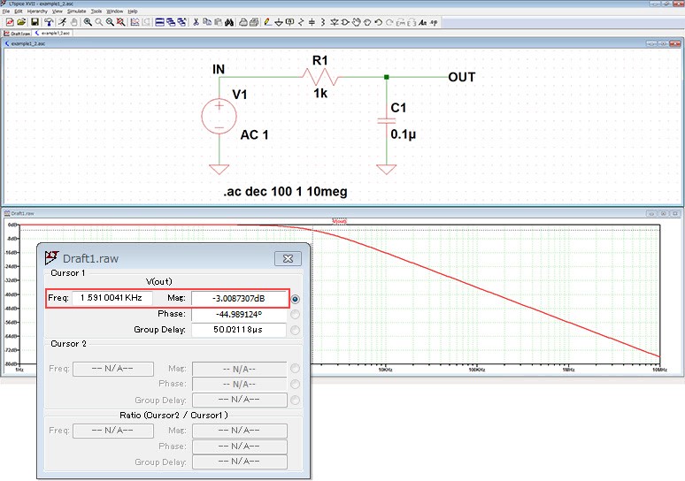 图4 电路图和模拟结果 (example1_2.asc).png