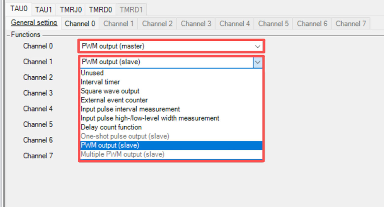 图9 Channel 1 的功能配置选项界面