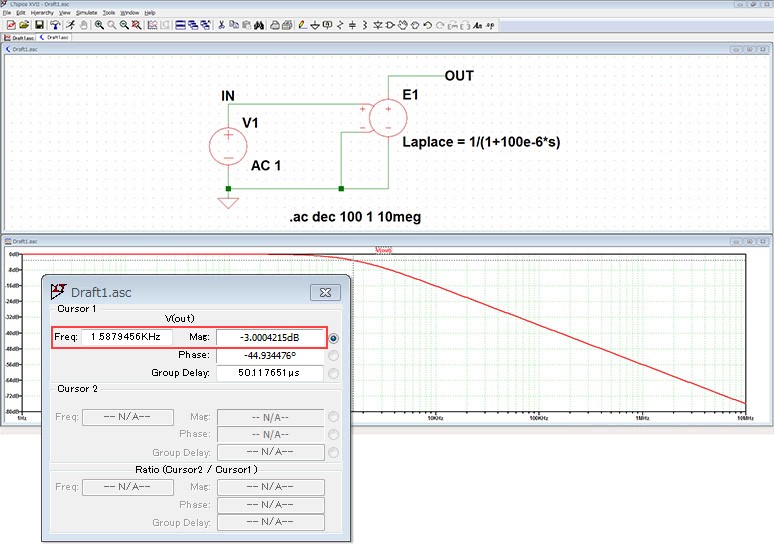 图3 电路图和模拟结果 (example1_1.asc).png