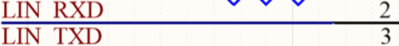 圖1 LIN RXD 和 TXD 對應引腳連接