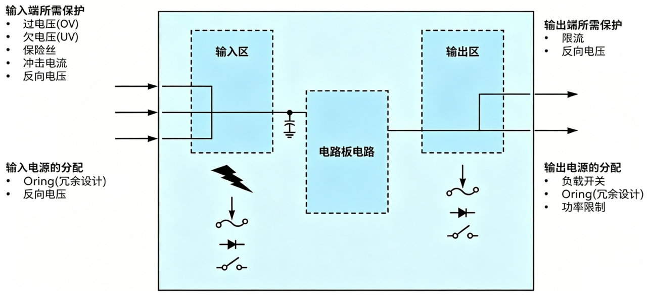 图1 电路板内需要电源保护的区域