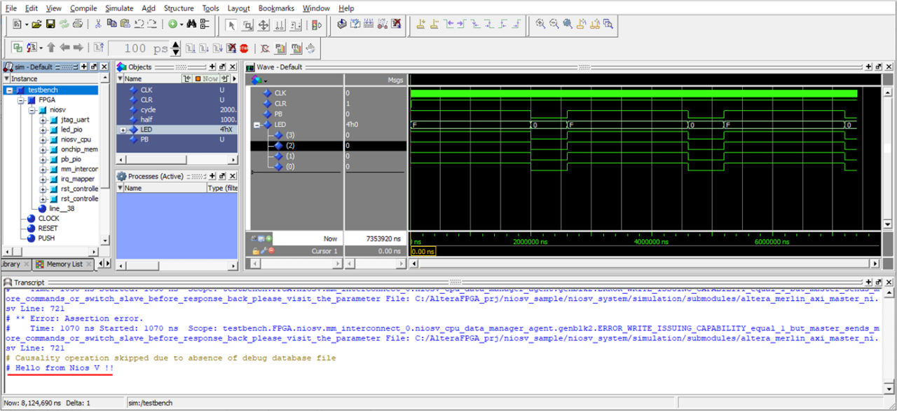 图27 Questa - Altera FPGA 版 Wave 窗口