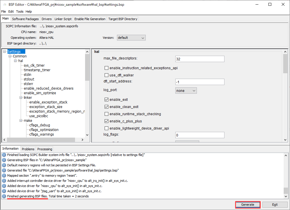 图19 BSP Generate (BSP Editor)