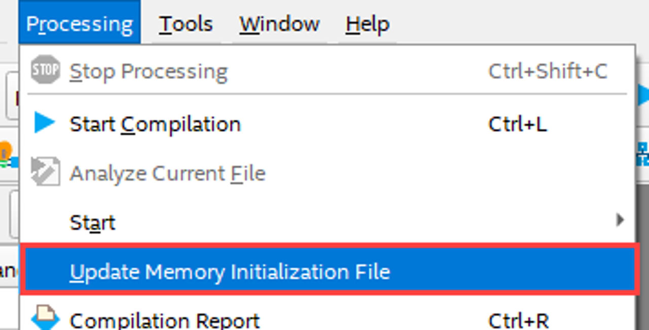 图27 Update Memory Initialization File