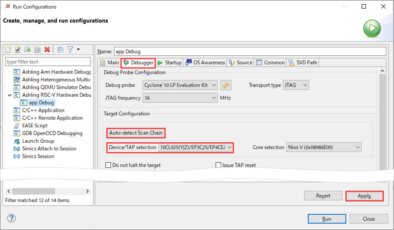 图20 Debugger 标签页 (Run Configurations)
