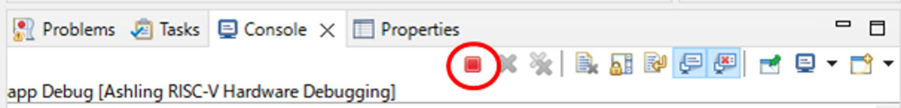 图22 RiscFree IDE 控制台关闭按钮