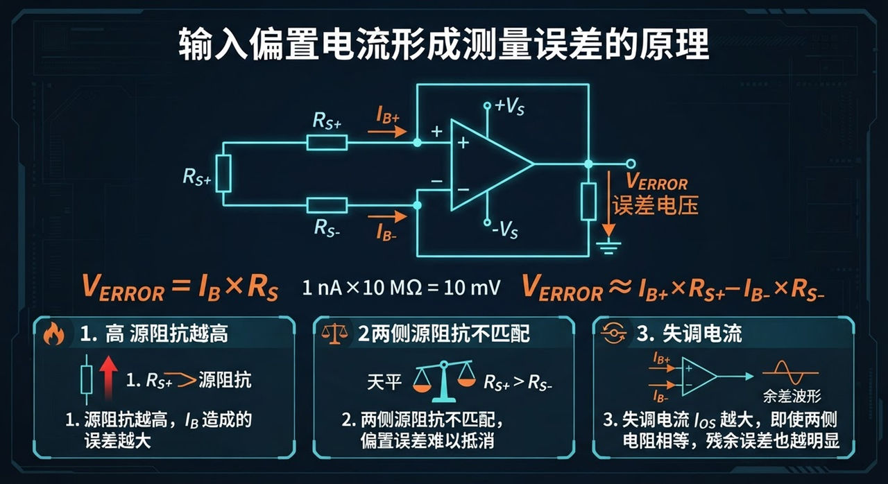 图3 输入偏置电流形成测量误差的原理